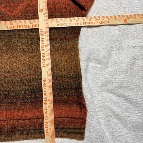 GUC Christian Siriano Wool Blend V-Neck Earthy Toned Shaggy Knit Sz S Sweater - Picture 4 of 6